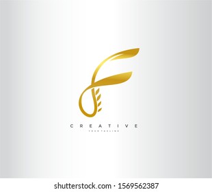 Letter F Stylish Flourishes Monogram Logo Illustration
