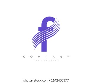 Letter F Swoosh Cut Line Logo Letter F Swoosh Cut Line Logo