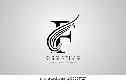 Logo De Letra F Swoosh Con Líneas De Curva Creativa Ilustración Del Vector De Icono Swoosh.