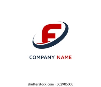 Letter F Swoosh Ring Round Logo Design Template