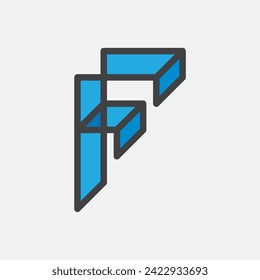 Letter F symbol font and word. Typography, read, writer, blue, art line