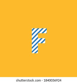 letter F, symbol with white and blue lines editable vector