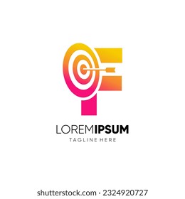 Letter F Target Initial Logo Design Vector Icon Graphic Emblem Illustration