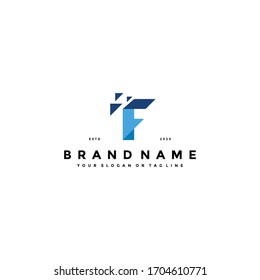 letter f tech logo design vector template