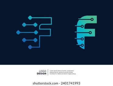 Letter F tech logo design inspiration.