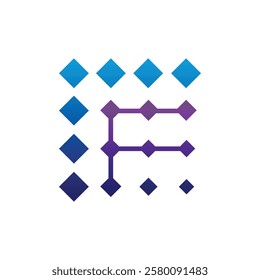 Letter F tech logo design vector