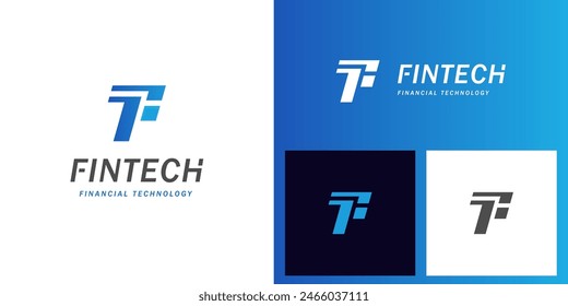 Letter f tech logo icon design for financial technology vector logo template