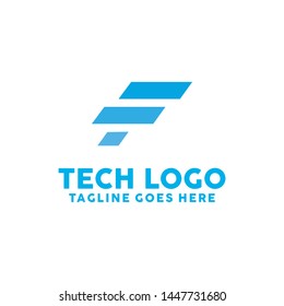Letter F Tech Logo For Technology Design With Flat Colorful Style Concept. Alphabet Logo Company with Modern Digital App and Network Symbols Concept. Connect Icon for Business, Studio, Internet.