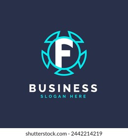 Letra F Tecnología Logo Design, Alfabeto Moderno F Logo Template