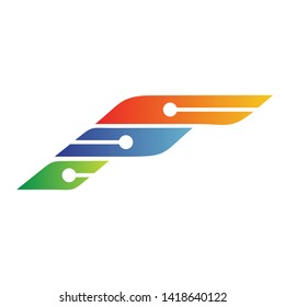 Letter F Technology Logo Vector