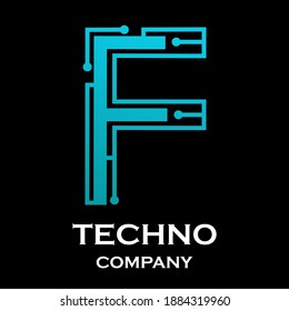 Letter f technology vector logo template. Suitable for technology, digital, web, link, internet, media etc