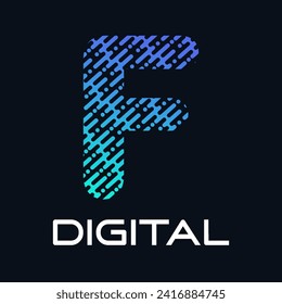 Letter f technology vector logo template. Suitable for technology, digital, web, link, internet, media etc