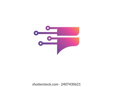 Letter F Technology vector monogram logo design template. Letter F molecule, Science and Bio technology Vector logo