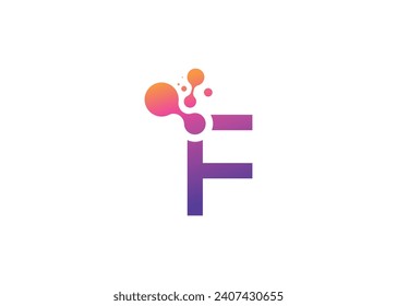 Letter F Technology vector monogram logo design template. Letter F molecule, Science and Bio technology Vector logo
