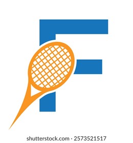 Letter F Tennis Logo. Paddle Symbol Vector Template