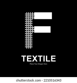 Letter F textile pattern and sewing logo vector design. Suitable for business, textile fabric, initial name, fashion, and knitting