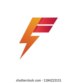 Letter F Thunder Logo Vector
