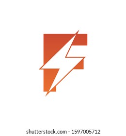 Letter F thunder power shape logo icon. Electrical Icon logo concept.