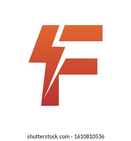 Letter F thunder power shape logo icon. Electrical Icon logo concept.