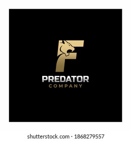 Letter F Tiger, Predator Logo Design Vector