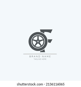 letter F tire logo design vector icon