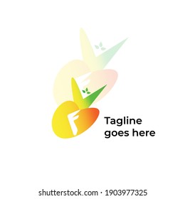 Letra F en tomate, los elementos vectoriales se pueden usar para la compañía natural, presentación ecológica, carteles de tarjetas orgánicas o de cafés veganos