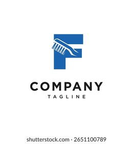 Letter F Toothbrush Logo Icon Vector