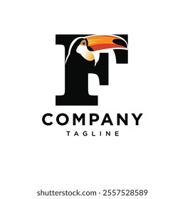 Letter F Toucan Logo Icon Vector