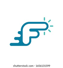letter f touch screen app design illustration