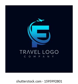 Letter F tour and travel logo design vector