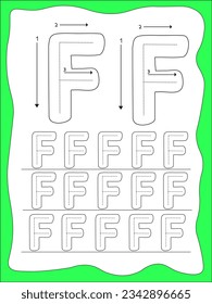 Letter F tracing worksheet. Worksheet suitable for learning to write letter F.