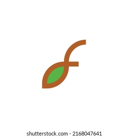 Letra f símbolo geométrico de árbol vector de logotipo simple