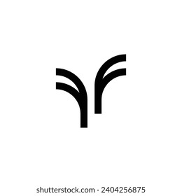 Letter F tree palm geometric symbol simple logo vector