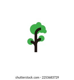 Letter f tree, plant geometric simple symbol logo vector