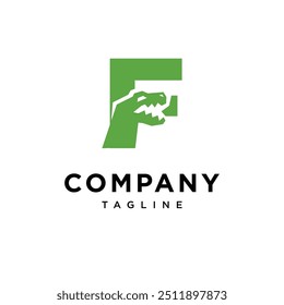 Letra F T-Rex Ícone de logotipo de dinossauro vetor