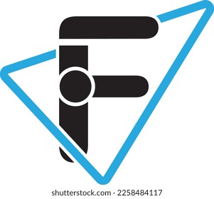 Letter F triangle minimalist design