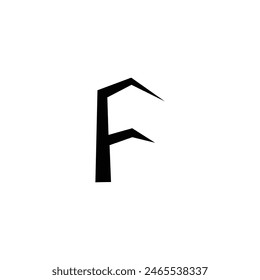 letter F twig geometric symbol simple logo vector