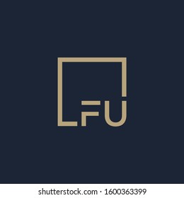 letter F U Logo design with square frame line. business consulting concept. studio, room, group icon. - vector