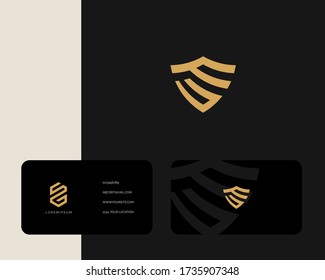 Letter F U logo design with business card vector template. creative minimal monochrome monogram symbol. Premium business logotype. Graphic alphabet symbol for corporate identity