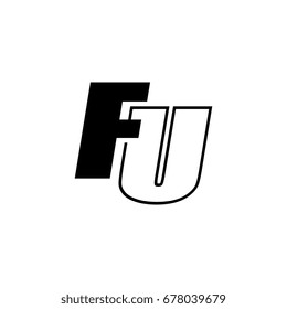 letter F and U logo overlapping black negative