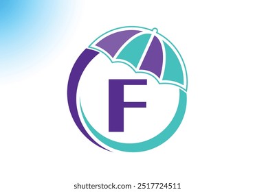 Letter F Umbrella Logo Design Vector Template.