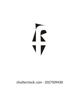 letter f unique negative space geometric simple logo vector