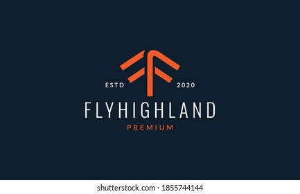 letter f with unique shape up logo icon vector illustration design