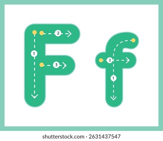 Letter F Uppercase ad Lowercase Alphabet Tracing Guide for Kids Worksheet