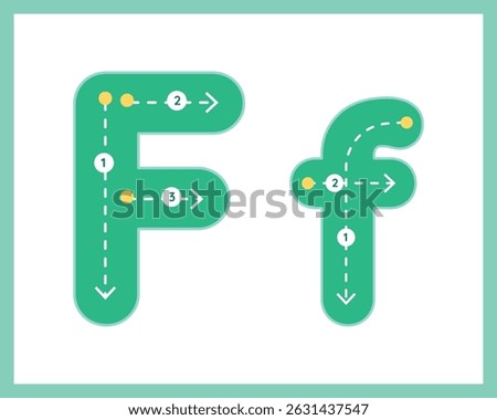 Letter F Uppercase ad Lowercase Alphabet Tracing Guide for Kids Worksheet
