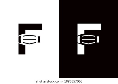 Letter F use face mask. Very suitable in campaign for health fighting coronavirus. Also for icon, symbol, logo and many more.