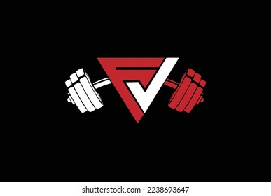 Letter F V bodybuilding fitness logo design vector, gym and fitness logo.