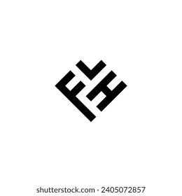 Letter F v H heart, square geometric symbol simple logo vector