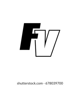 letter F and V logo overlapping black negative