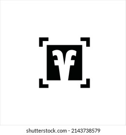 plantilla de fotografía vectorial de la letra f v logotipo